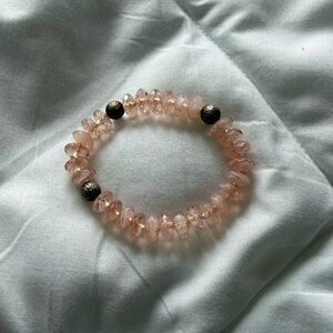 Rose Quartz and Black Beads Crystal Bracelet